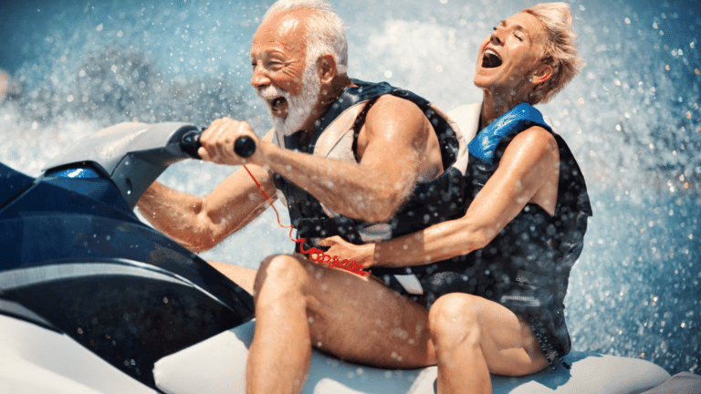 photograph of people having fun on a jetski