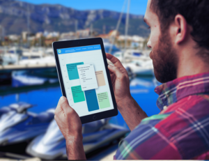 boat rental business owner using a boat rental app